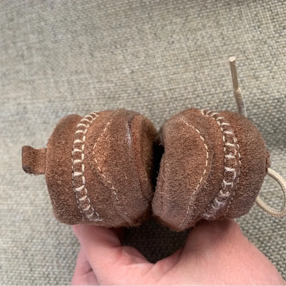 Leather Moccasins Infant Baby Newborn Size 1 Brown Lace Up Shoe Boho